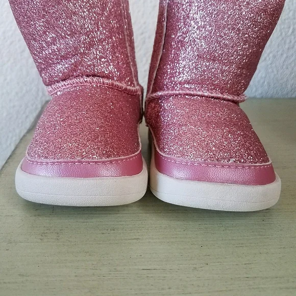 UGG Baby Pink Keelan Glitter Genuine Shearling Baby Girl Booties - Picture 3 of 8